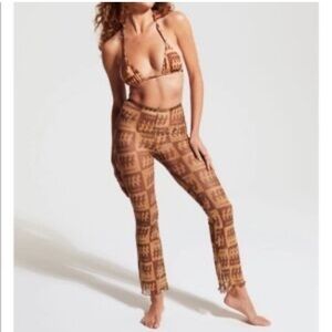 iNAMORATA Tan Patterned Leggings